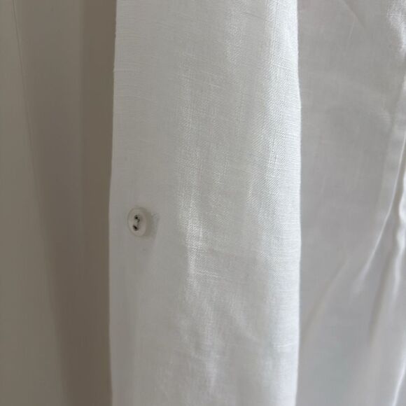 EUC Tyler Boe white 100% Linen Tunic Roll Tab Sleeve Sz 4 small - Picture 5 of 11